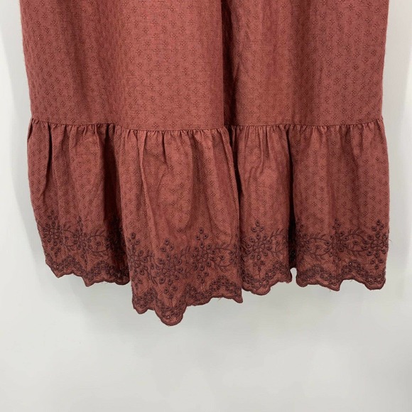 Universal Thread Midi Dress Size S Crew Neck Boho Long Sleeve Ruffle Flowy Pink - Picture 6 of 12